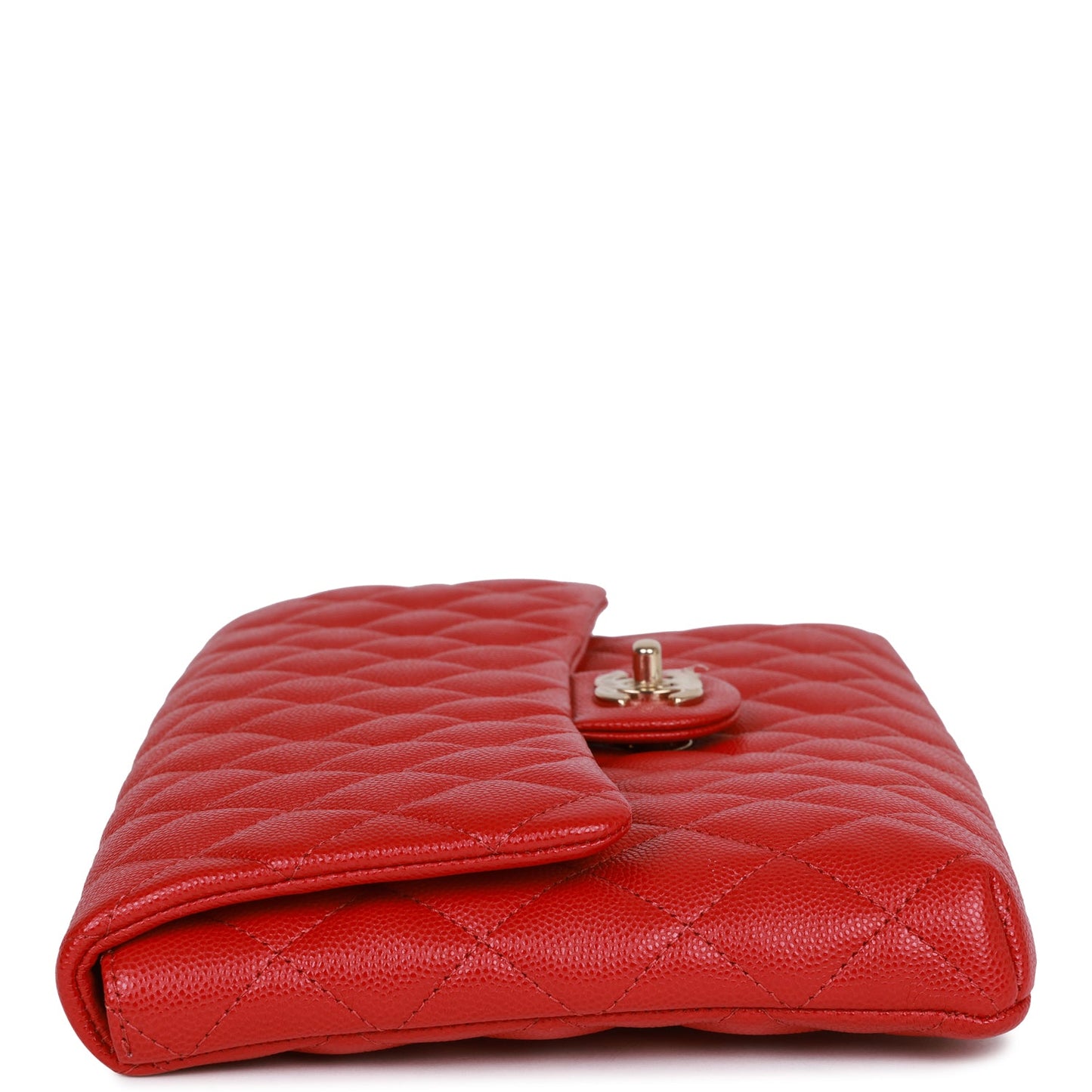 Chanel Flap Clutch Bag Red Caviar Light Gold Hardware