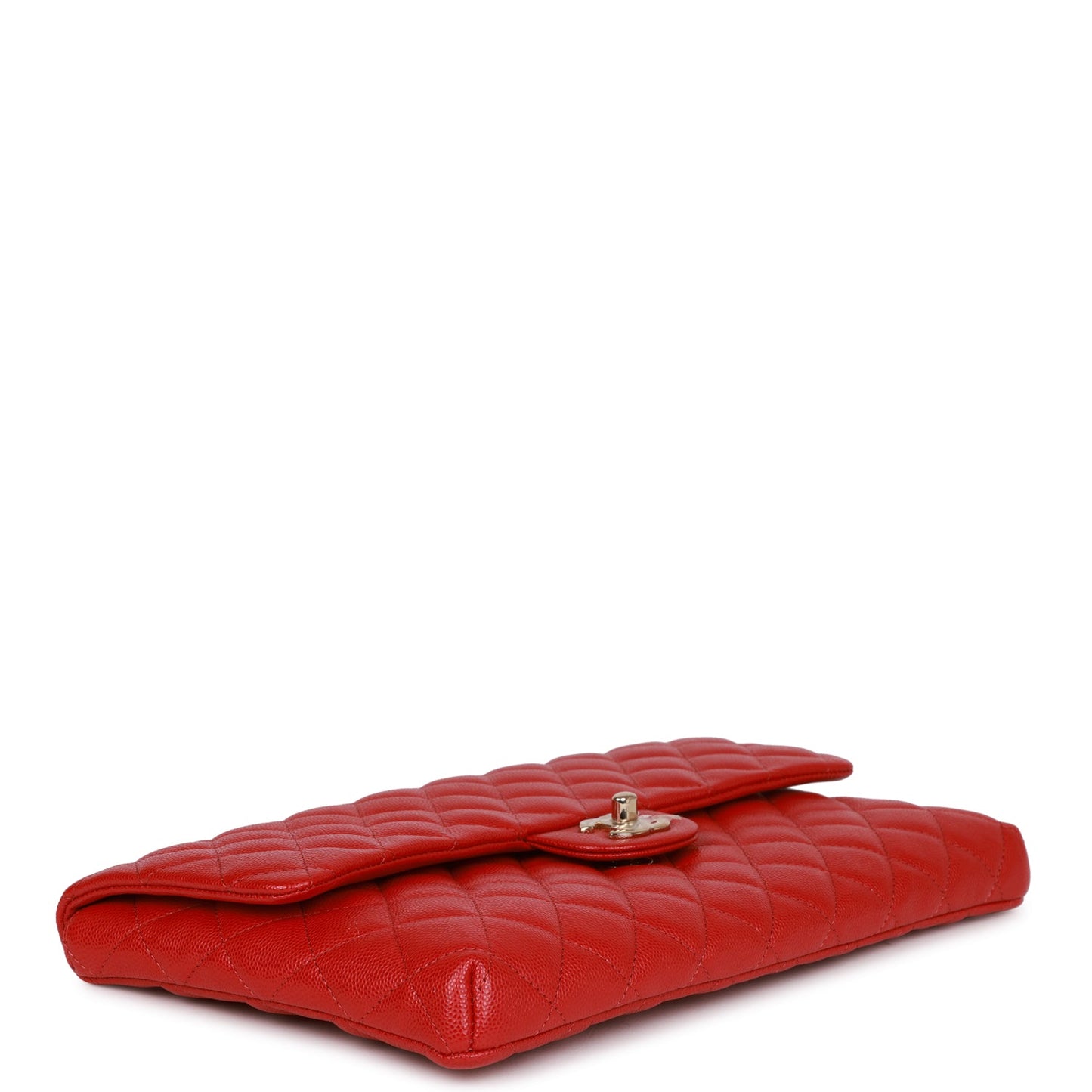 Chanel Flap Clutch Bag Red Caviar Light Gold Hardware
