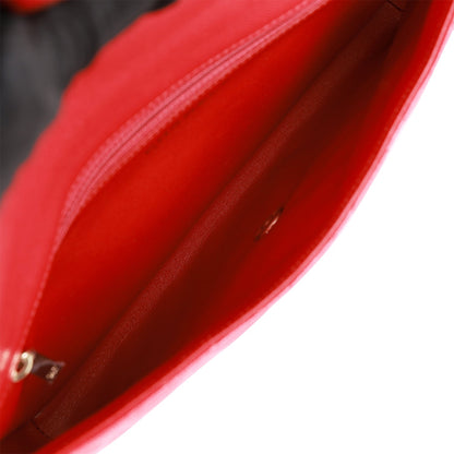 Chanel Flap Clutch Bag Red Caviar Light Gold Hardware