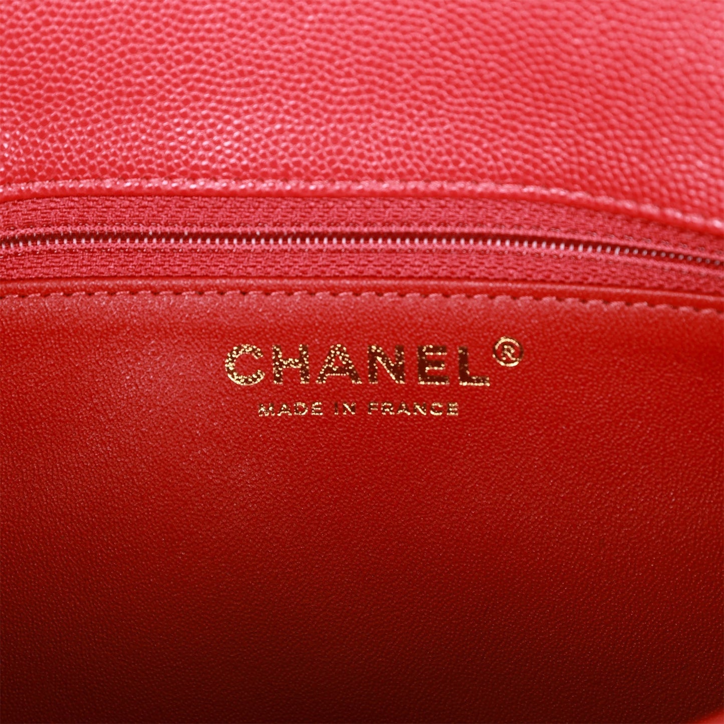 Chanel Flap Clutch Bag Red Caviar Light Gold Hardware