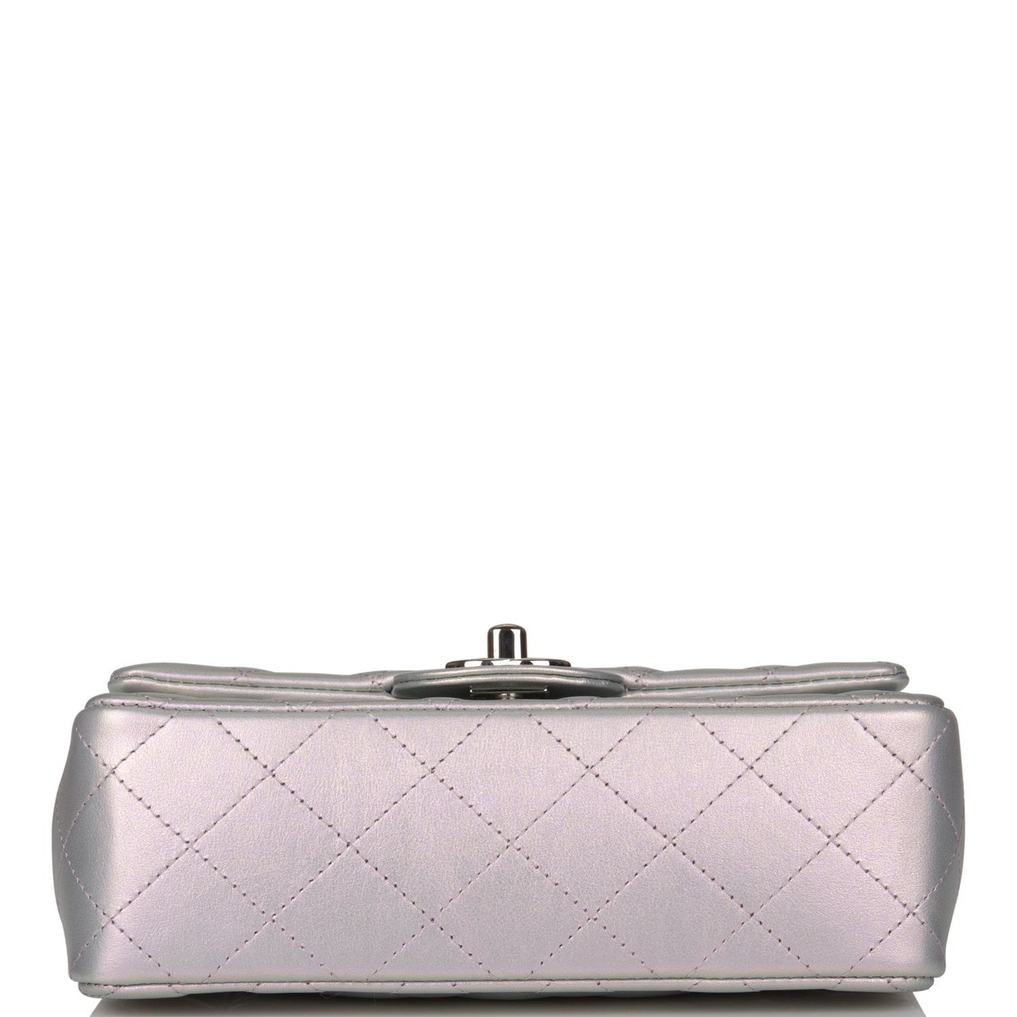 Chanel Mini Rectangular Flap Bag Purple Iridescent Quilted Lambskin Silver Hardware