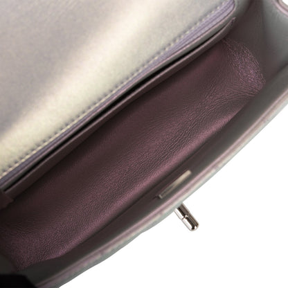 Chanel Mini Rectangular Flap Bag Purple Iridescent Quilted Lambskin Silver Hardware