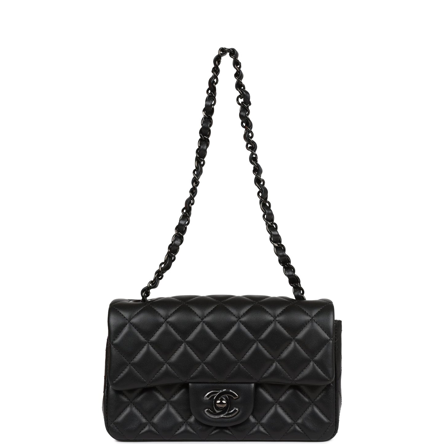 Chanel Mini Rectangular Flap Bag SO Black Lambskin Black Hardware
