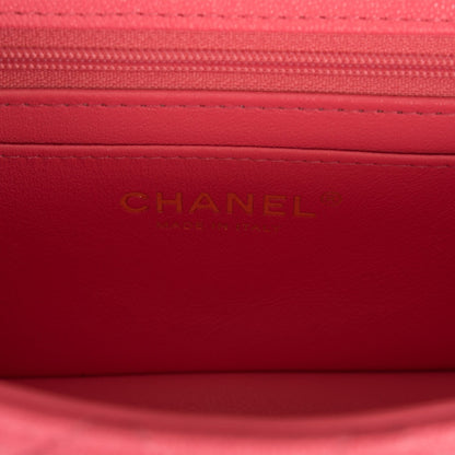 Chanel Mini Rectangular Flap Bag with Top Handle Pink Caviar Antique Gold Hardware