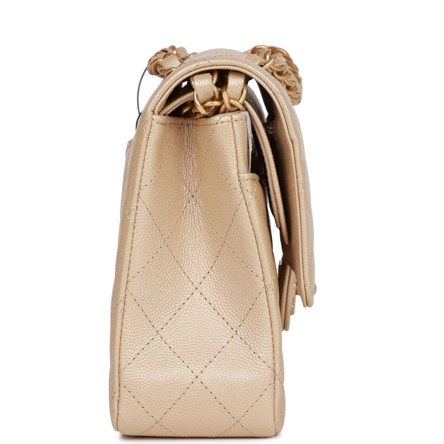 Chanel Medium Classic Double Flap Bag Gold Iridescent Caviar Antique Gold Hardware