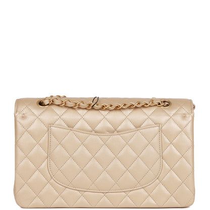 Chanel Medium Classic Double Flap Bag Gold Iridescent Caviar Antique Gold Hardware