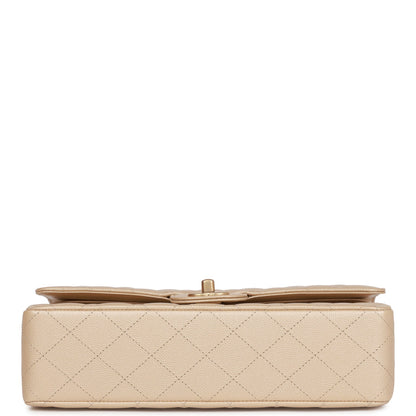 Chanel Medium Classic Double Flap Bag Gold Iridescent Caviar Antique Gold Hardware