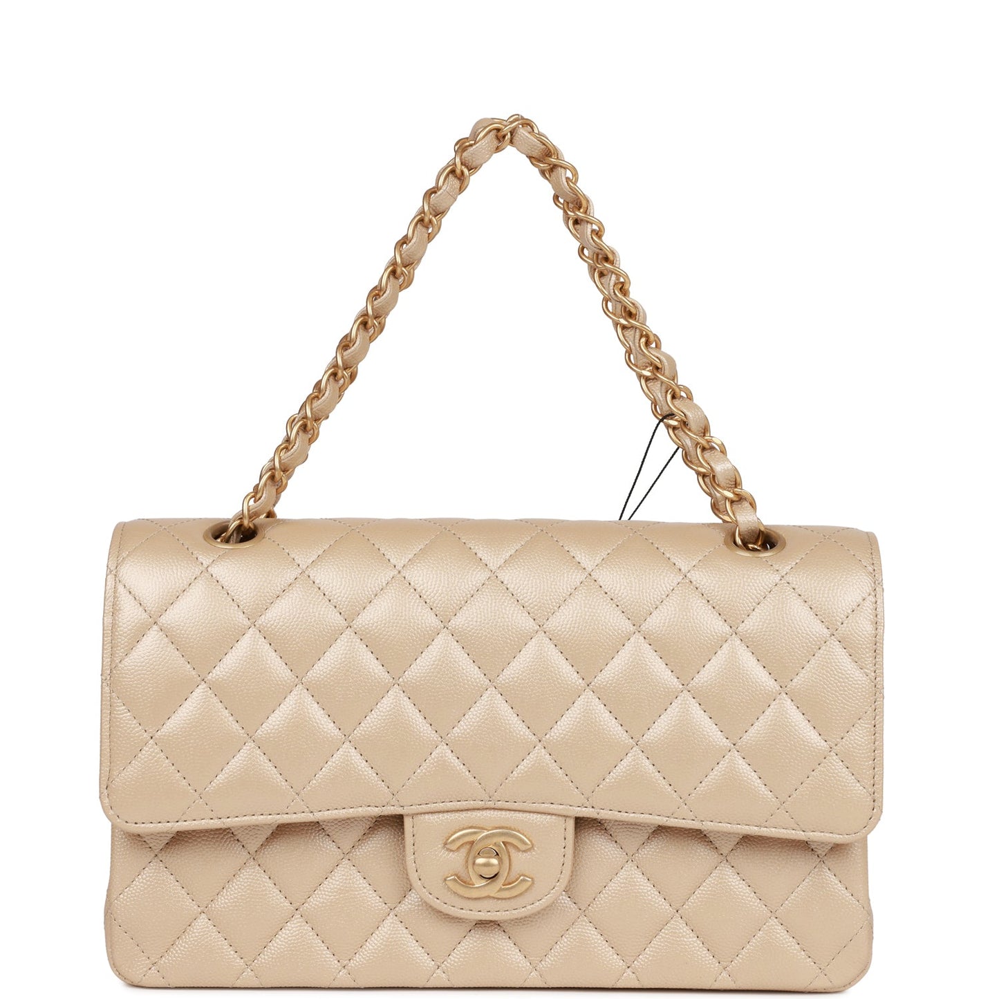 Chanel Medium Classic Double Flap Bag Gold Iridescent Caviar Antique Gold Hardware