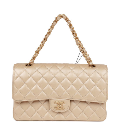 Chanel Medium Classic Double Flap Bag Gold Iridescent Caviar Antique Gold Hardware