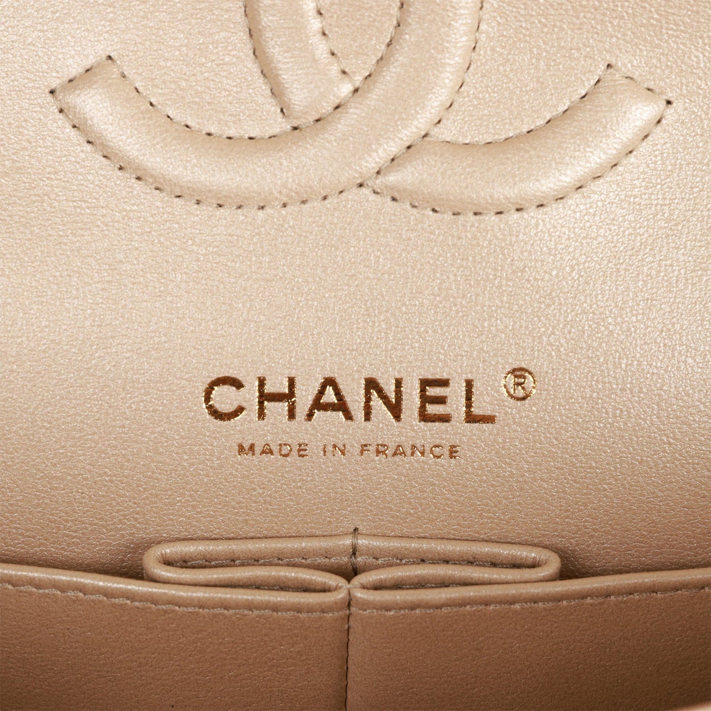 Chanel Medium Classic Double Flap Bag Gold Iridescent Caviar Antique Gold Hardware