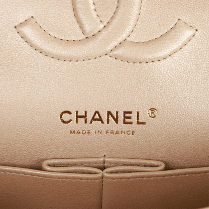 Chanel Medium Classic Double Flap Bag Gold Iridescent Caviar Antique Gold Hardware