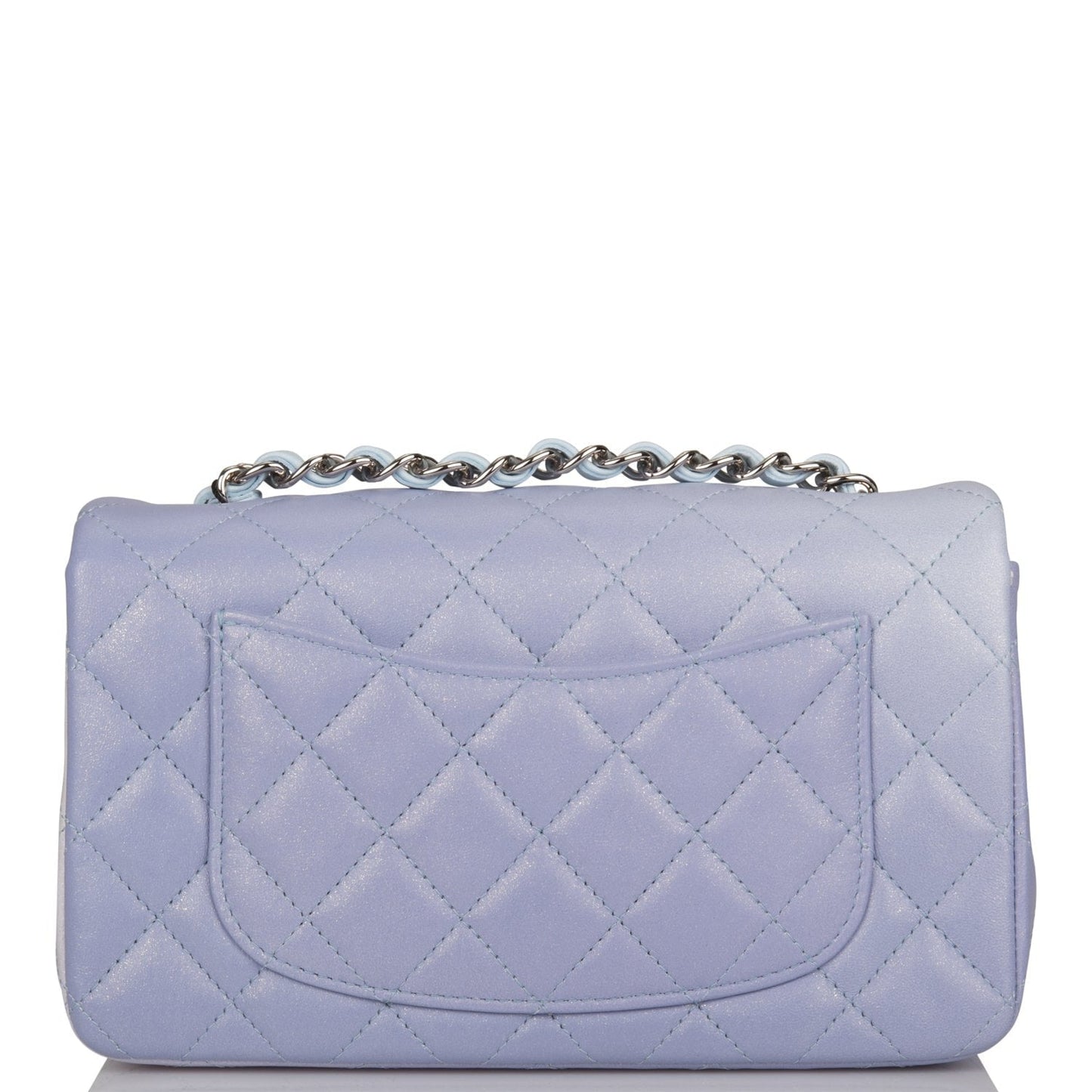 Chanel Mini Rectangular Flap Bag Blue Metallic Ombre Lambskin Silver Hardware