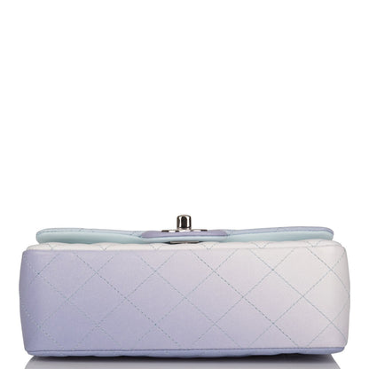 Chanel Mini Rectangular Flap Bag Blue Metallic Ombre Lambskin Silver Hardware