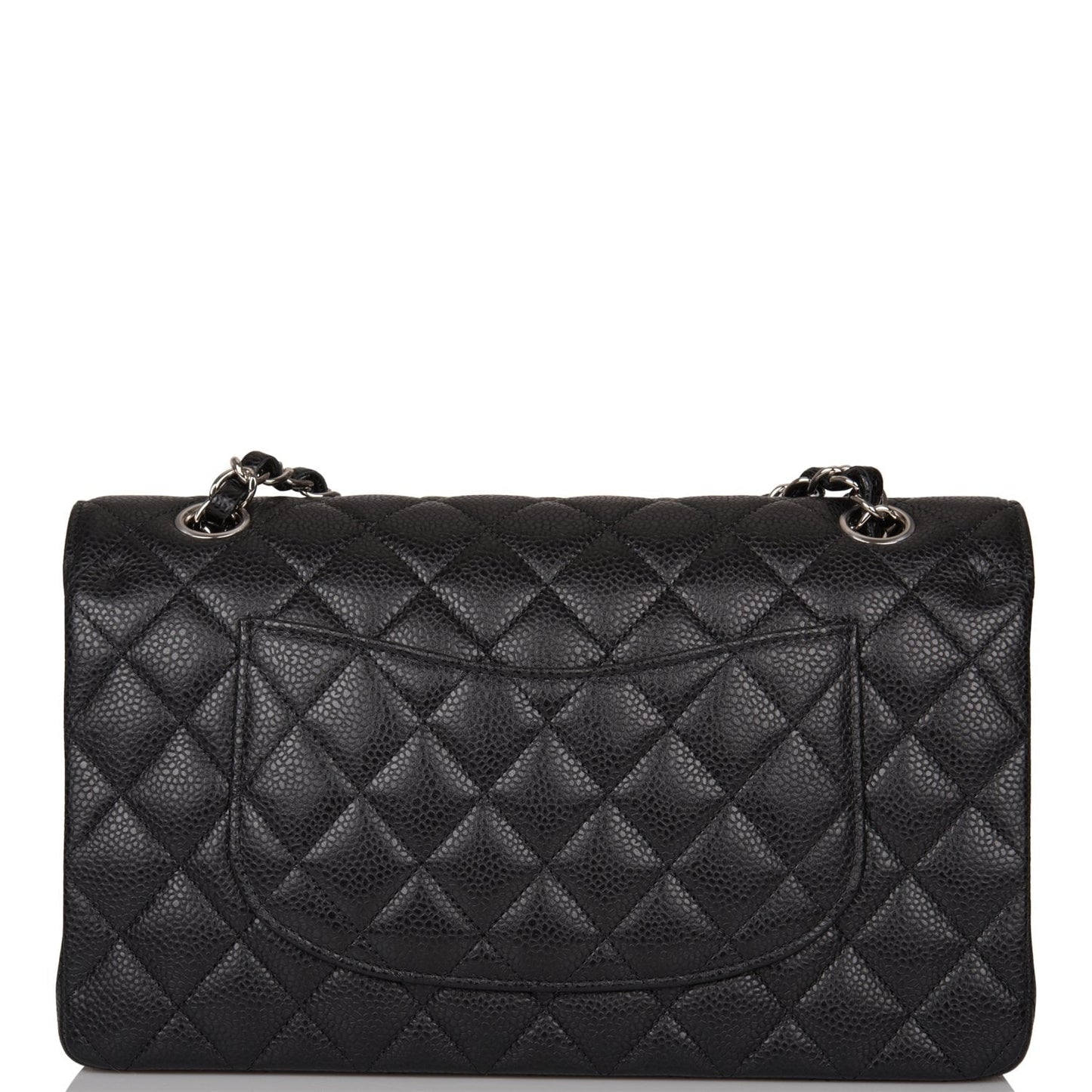 Chanel Black Quilted Caviar Medium Classic Double Flap Bag Silver Hardware