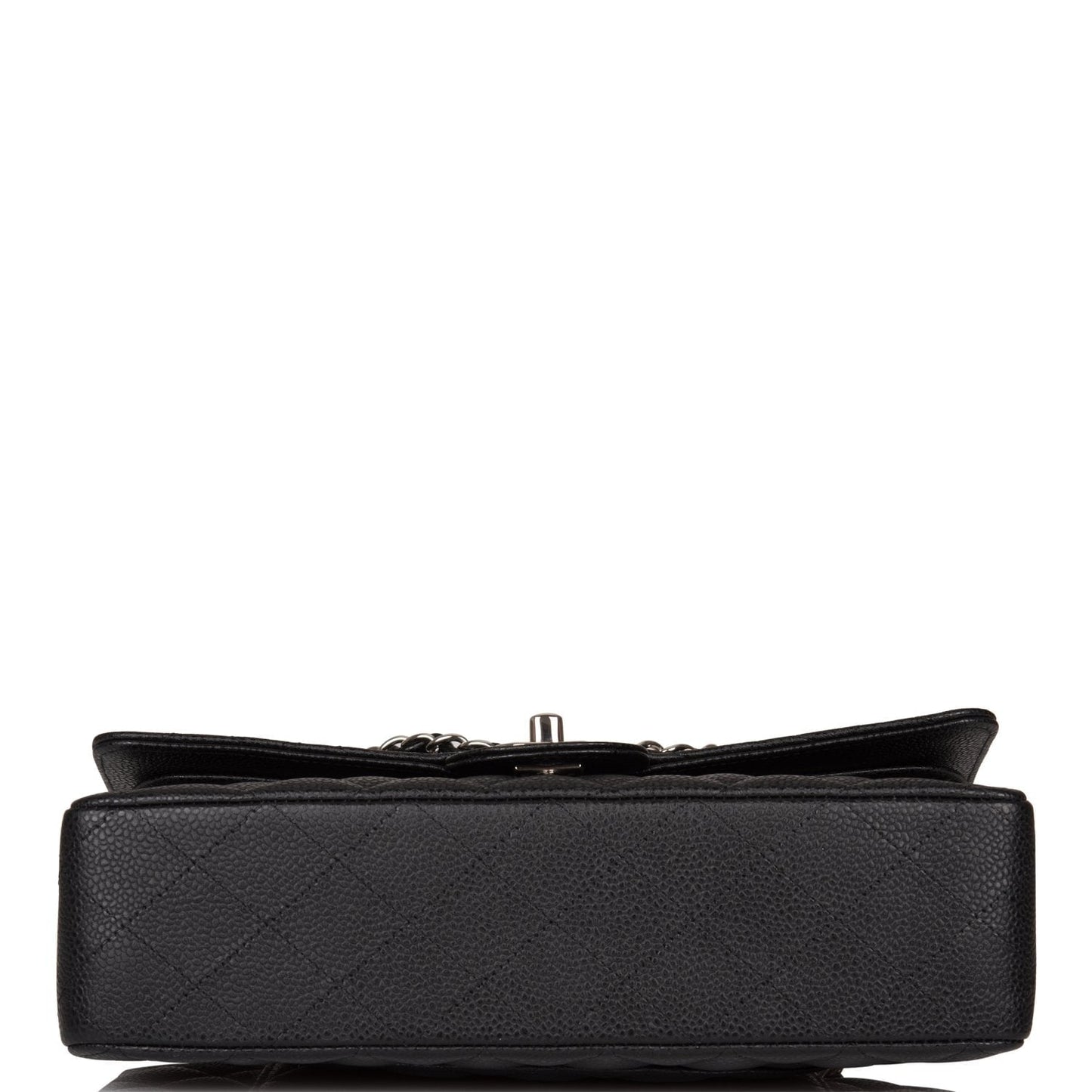 Chanel Black Quilted Caviar Medium Classic Double Flap Bag Silver Hardware