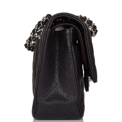 Chanel Medium Classic Double Flap Bag Black Caviar Silver Hardware