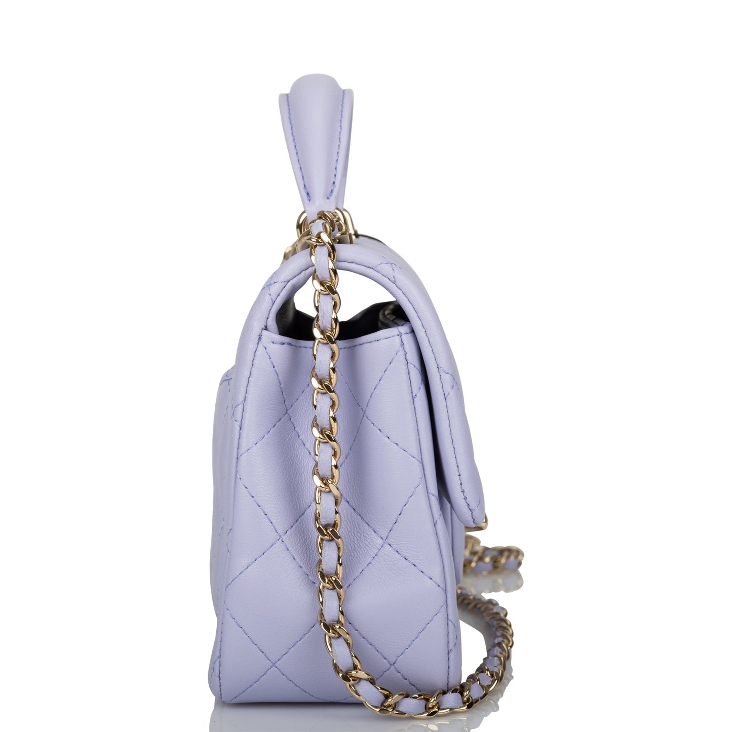 Chanel Mini Rectangular Flap with Top Handle Light Purple Lambskin Light Gold Hardware
