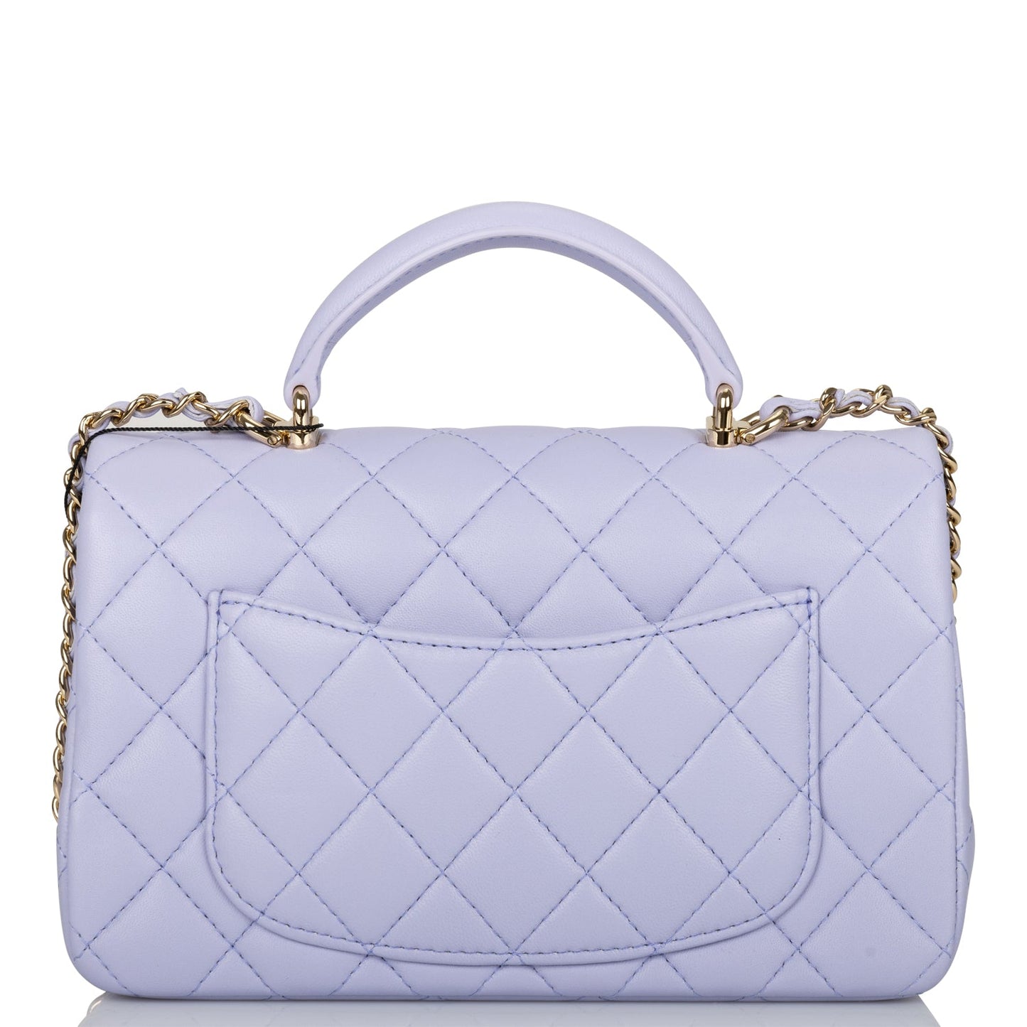 Chanel Mini Rectangular Flap with Top Handle Light Purple Lambskin Light Gold Hardware