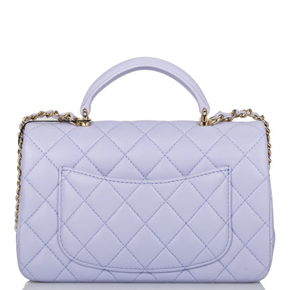 Chanel Mini Rectangular Flap with Top Handle Light Purple Lambskin Light Gold Hardware