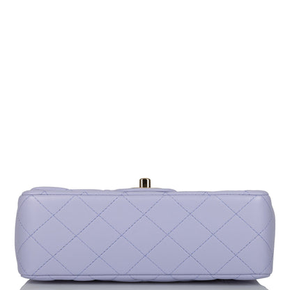 Chanel Mini Rectangular Flap with Top Handle Light Purple Lambskin Light Gold Hardware