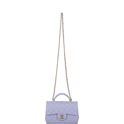 Chanel Mini Rectangular Flap with Top Handle Light Purple Lambskin Light Gold Hardware