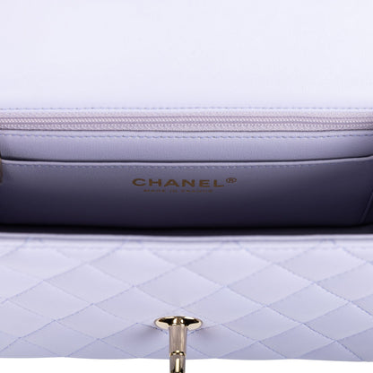 Chanel Mini Rectangular Flap with Top Handle Light Purple Lambskin Light Gold Hardware