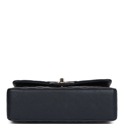 Chanel Small Classic Double Flap Navy Lambskin Light Gold Hardware