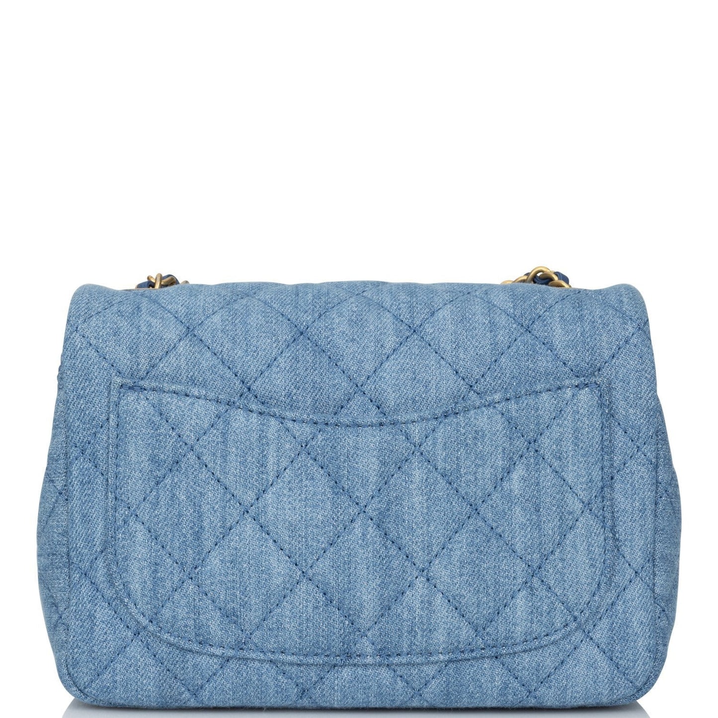 Chanel Pearl Crush Mini Square Flap Bag Denim Antique Gold Hardware