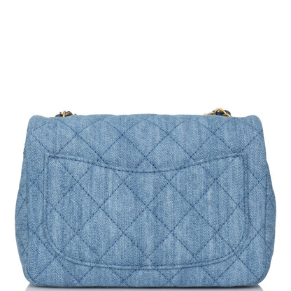Chanel Pearl Crush Mini Square Flap Bag Denim Antique Gold Hardware