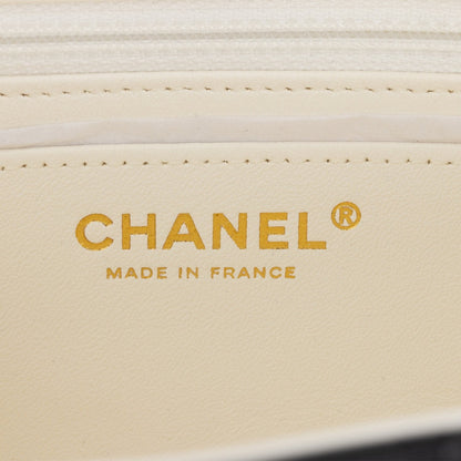 Chanel Mini Rectangular Flap Bag White and Black Lambskin Light Gold Hardware