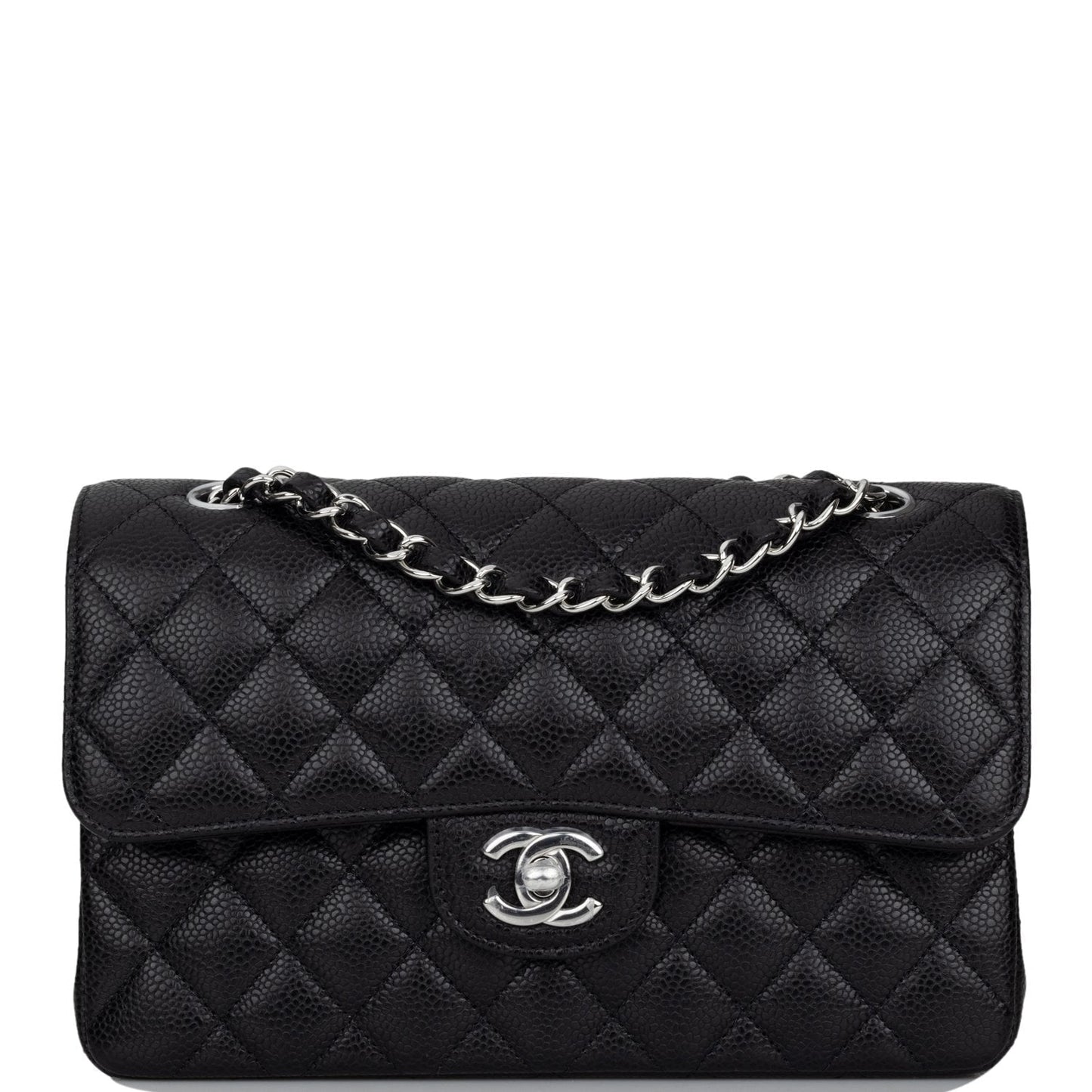 Chanel Small Classic Double Flap Black Caviar Silver Hardware