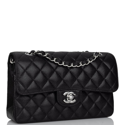 Chanel Small Classic Double Flap Black Caviar Silver Hardware