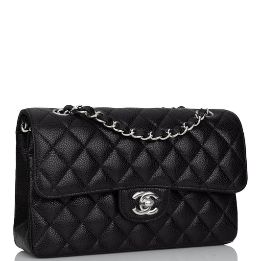 Chanel Small Classic Double Flap Black Caviar Silver Hardware