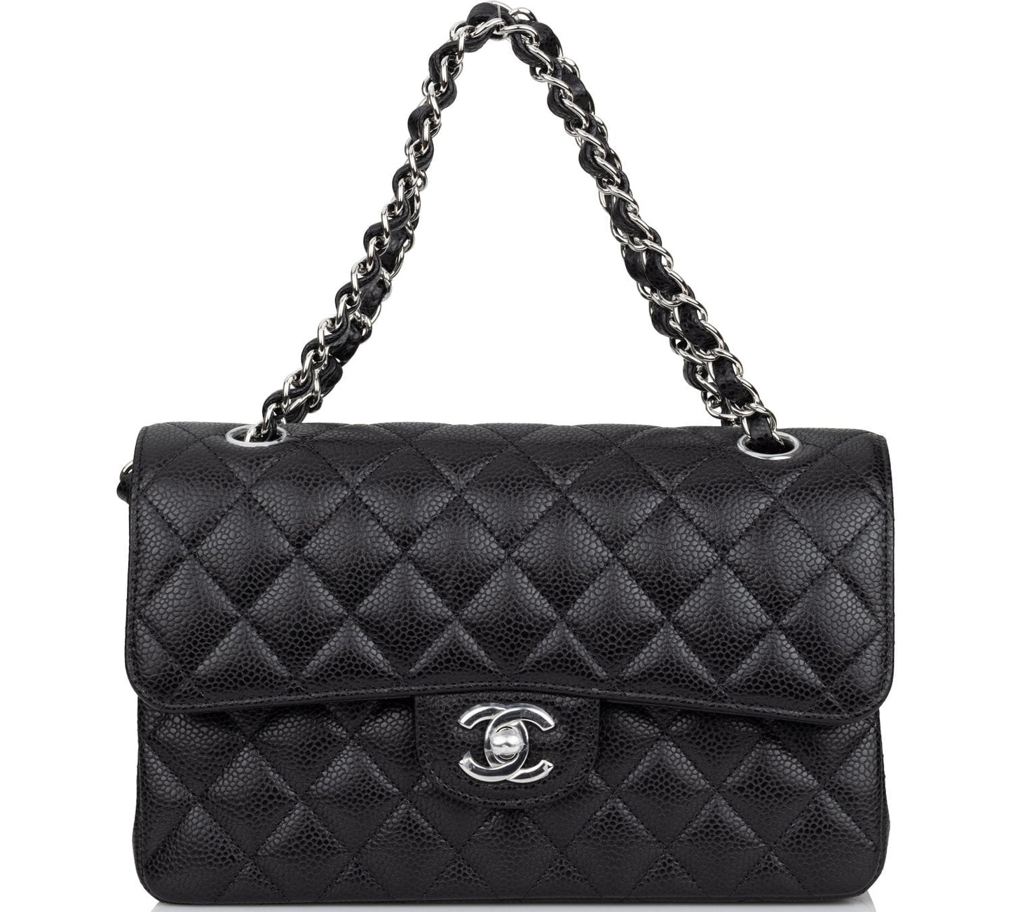Chanel Small Classic Double Flap Black Caviar Silver Hardware