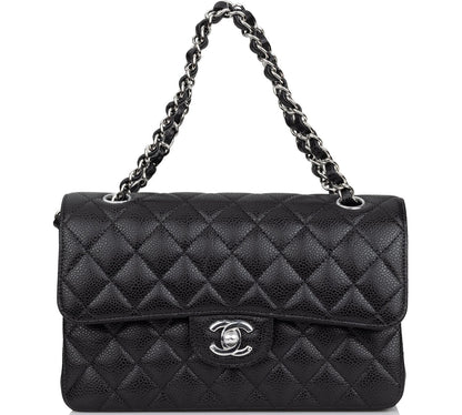 Chanel Small Classic Double Flap Black Caviar Silver Hardware