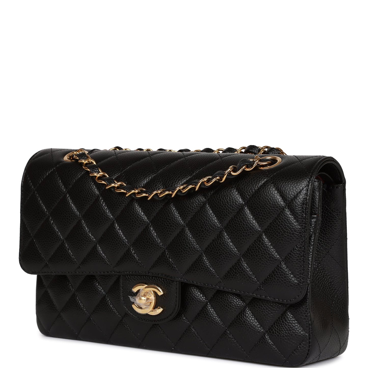 Chanel Medium Classic Double Flap Bag Black Quilted Caviar Gold Hardware