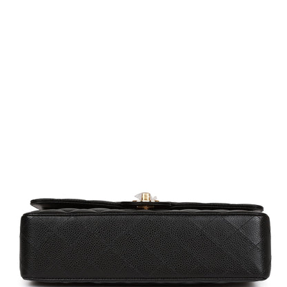 Chanel Medium Classic Double Flap Bag Black Quilted Caviar Gold Hardware