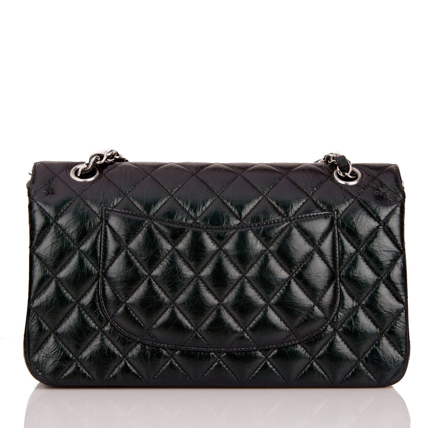 Chanel Medium Classic Double Flap Bag Black Iridescent Quilted Crumpled Calfskin Silver Hardware