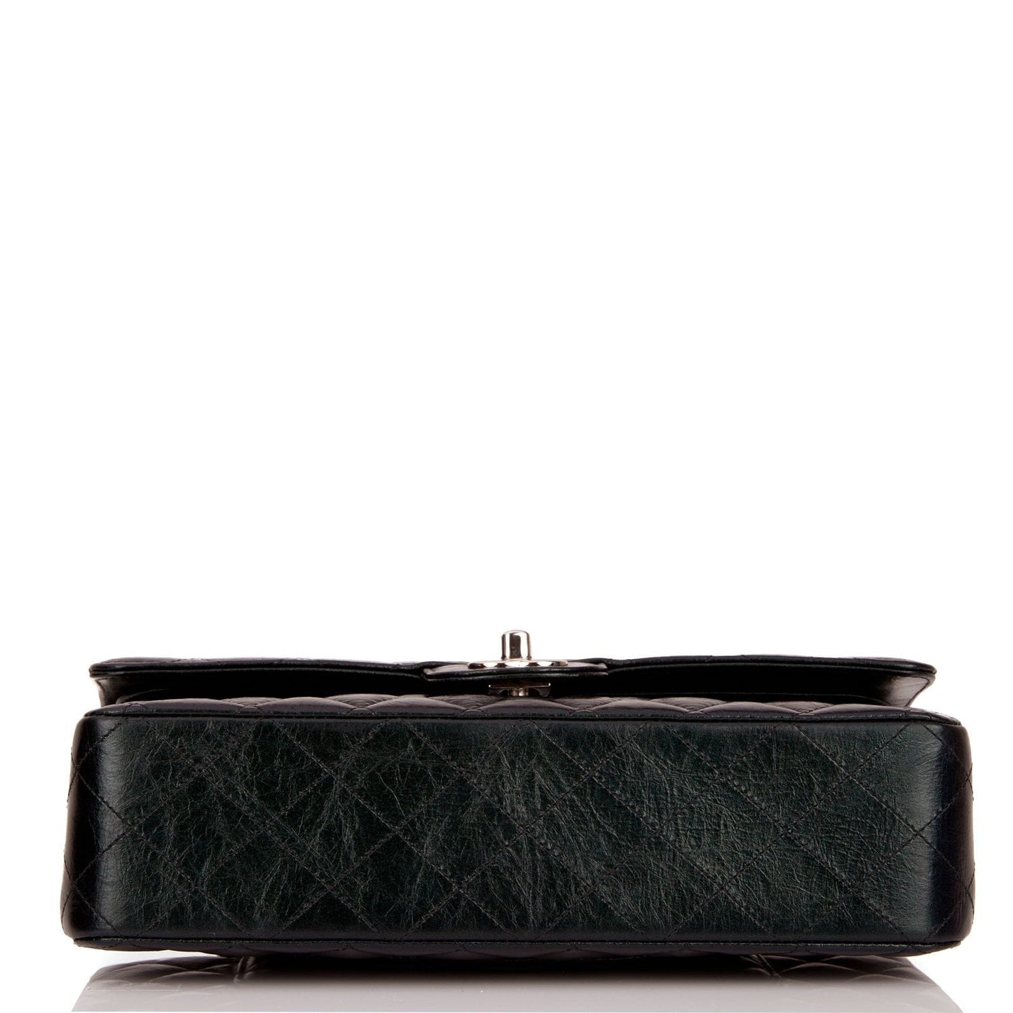 Chanel Medium Classic Double Flap Bag Black Iridescent Quilted Crumpled Calfskin Silver Hardware