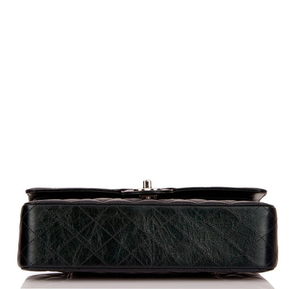 Chanel Medium Classic Double Flap Bag Black Iridescent Quilted Crumpled Calfskin Silver Hardware
