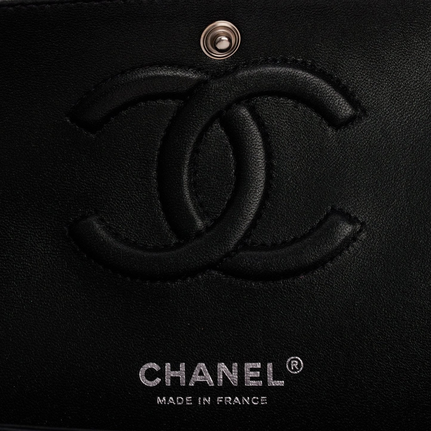 Chanel Medium Classic Double Flap Bag Black Iridescent Quilted Crumpled Calfskin Silver Hardware