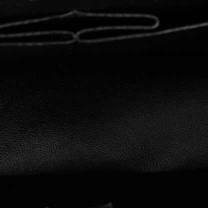 Chanel Medium Classic Double Flap Bag Black Iridescent Quilted Crumpled Calfskin Silver Hardware
