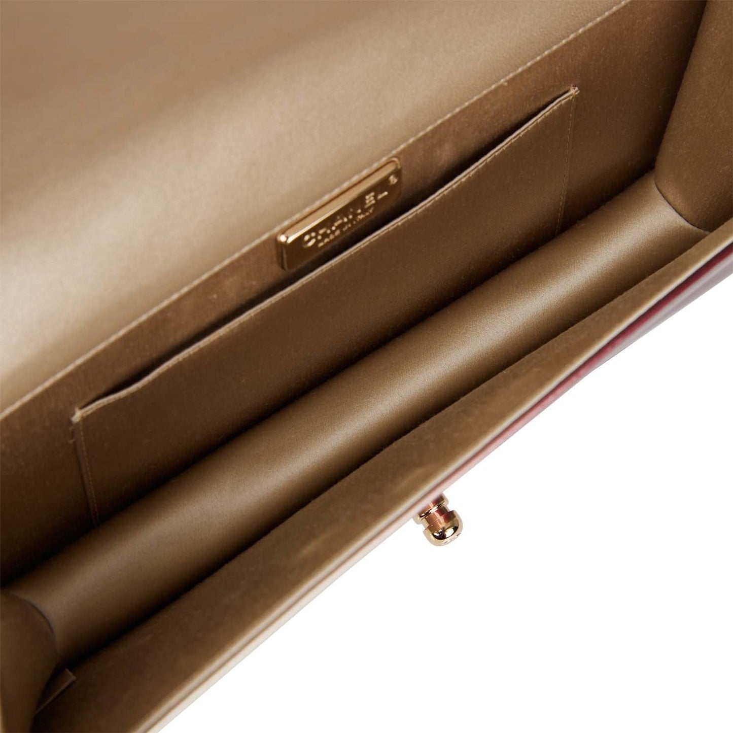 Chanel Boy Bag Clutch Beige and Pink Ombre Patent Gold Hardware
