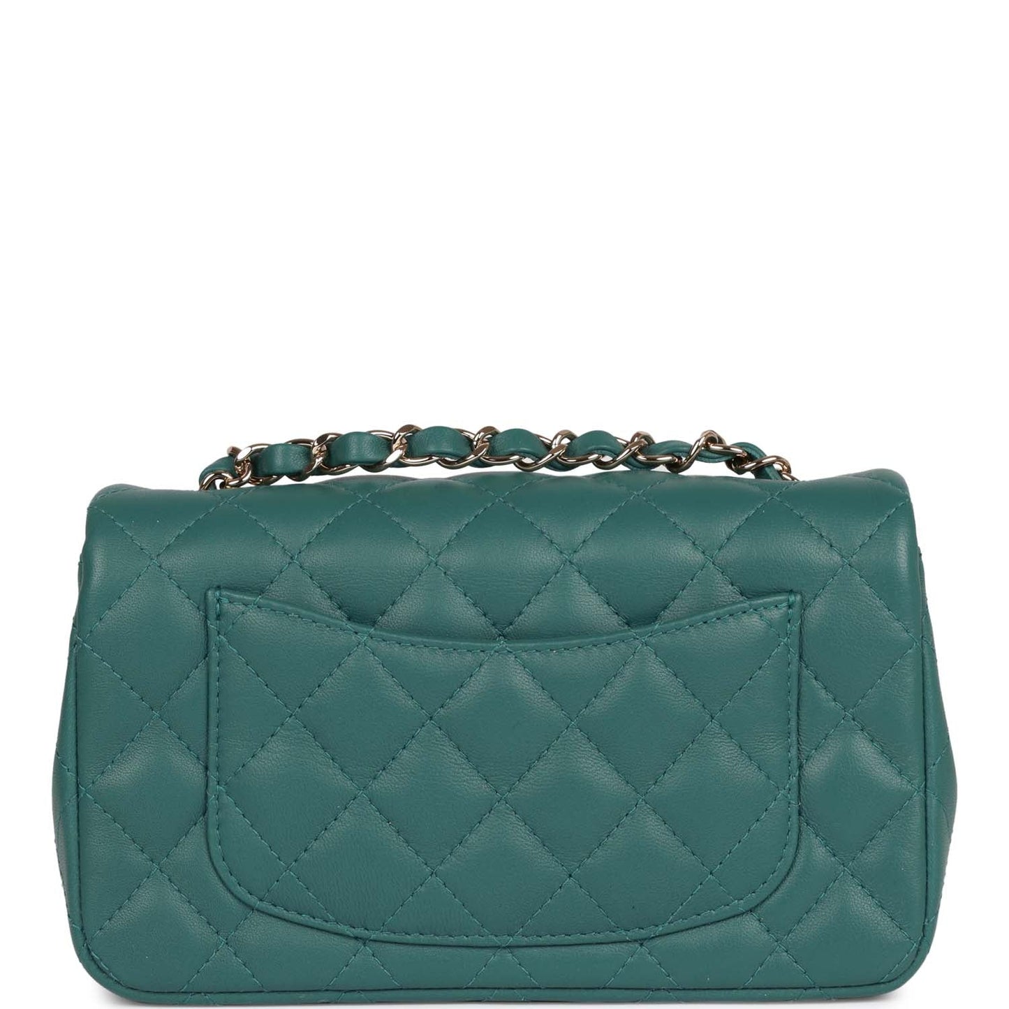 Chanel Mini Rectangular Flap Bag Green Lambskin Light Gold Hardware