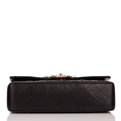 Chanel Medium Classic Double Flap Bag Black Quilted Caviar Gold Hardware