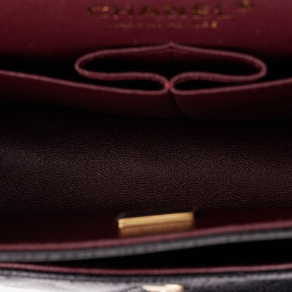 Chanel Medium Classic Double Flap Bag Black Quilted Caviar Gold Hardware