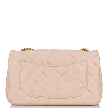 Chanel Pearl Crush Mini Rectangular Flap Bag Light Beige Lambskin Antique Gold Hardware