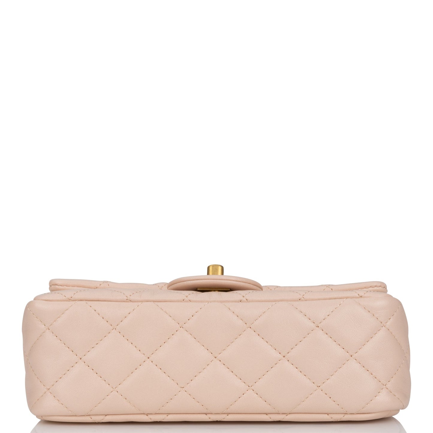 Chanel Pearl Crush Mini Rectangular Flap Bag Light Beige Lambskin Antique Gold Hardware