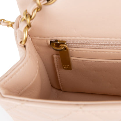 Chanel Pearl Crush Mini Rectangular Flap Bag Light Beige Lambskin Antique Gold Hardware