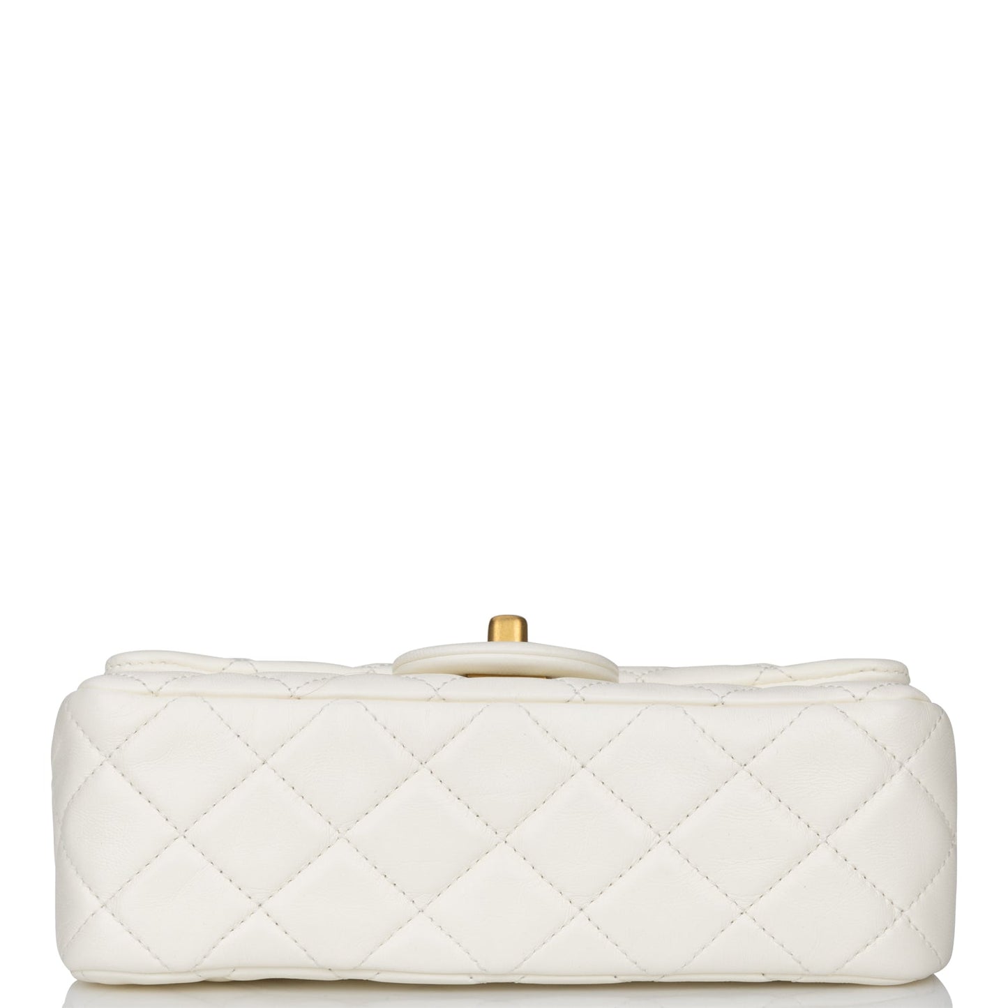 Chanel Pearl Crush Mini Rectangular Flap Bag White Lambskin Antique Gold Hardware